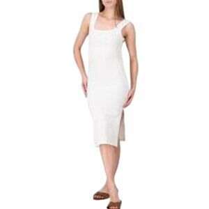 The Drop Womens White Sleeveless Ribbed Midi Dress Size XXL Cotton Blend